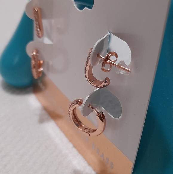 Essentials... 18K Rose Gold Plated Huggie Hoop and J Hoop Duo Set  Earrings - Picture 5 of 8